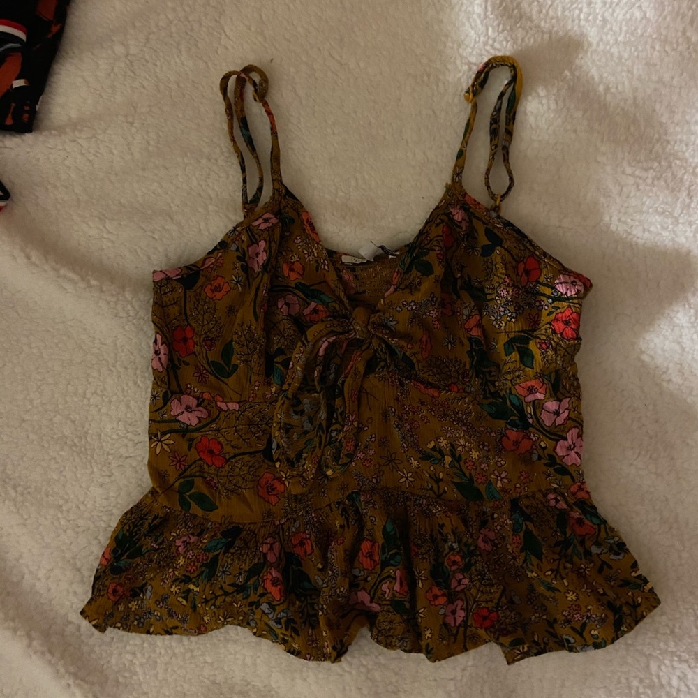 Spaghetti Strap Front Tie Blouse